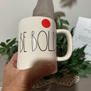 Rae Dunn White Mug with Red Dot - Be Bold